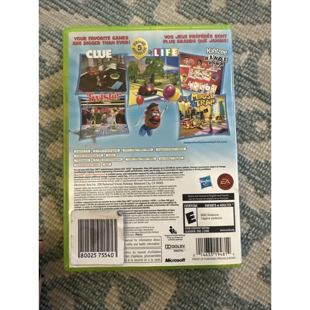 Hasbro Family Game Night 3 - Microsoft Xbox‎ 360 Tested Authentic